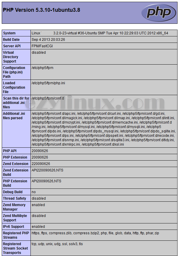 phpinfo apache worker php fastcgi php fpm