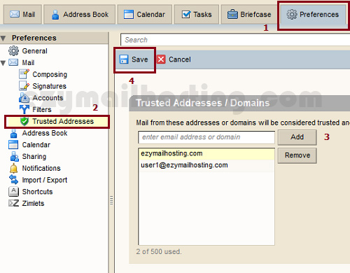 Add-trusted-email-address-or-domain-on-Zimbra