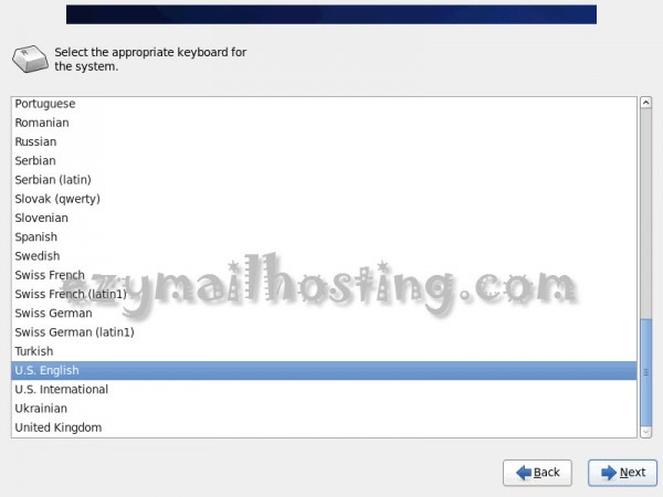 Select keyboard - install centos 6
