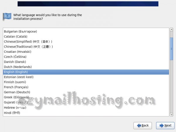 Select language - install centos 6