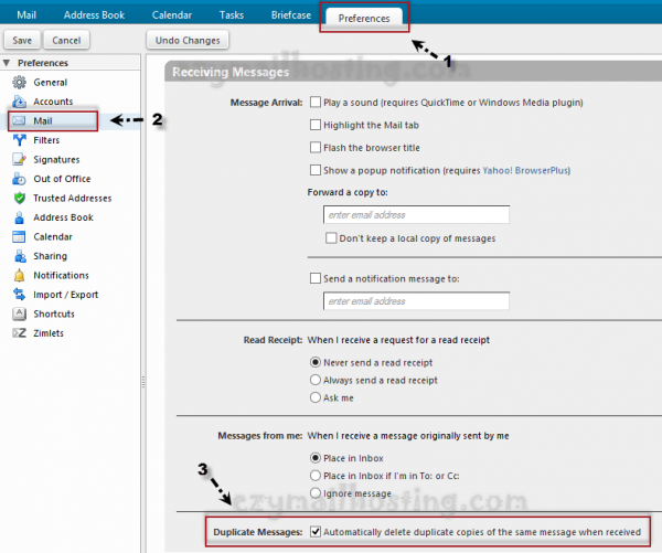 zimbra Duplicate message check per account