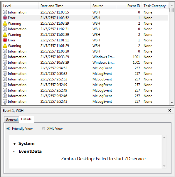 Failed to start ZD service