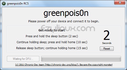 Enter DFU mode - Greenpois0n RC5