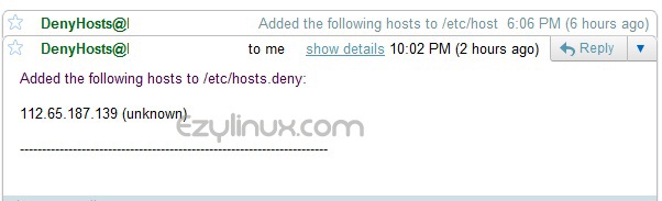 DenyHosts Mail Alert