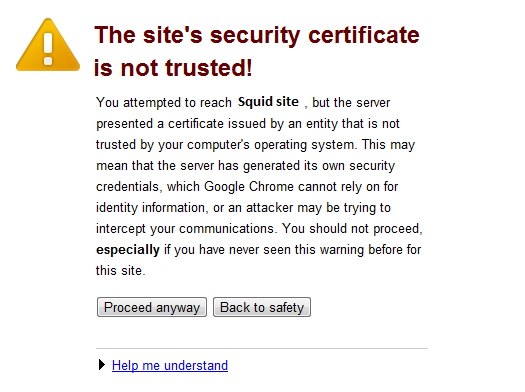 site's security certificate is not trusted