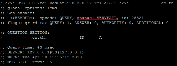 dig servfail