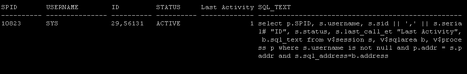 show process list in oracle